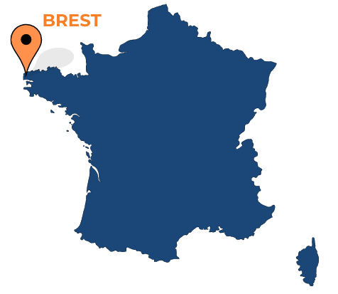 Map of France, localisation Brest